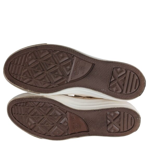 Converse Chuck Taylor All Star High-Top Sneakers Beige Leather Women's Size 8 - Picture 3 of 10